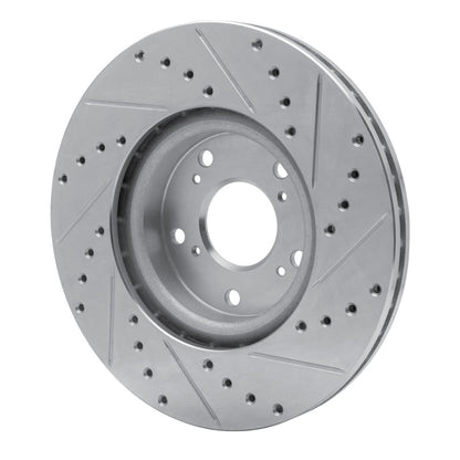 R1 Concepts R1 06-15 Honda Civic Si Front Left Drilled & Slotted Silver Brake Rotor