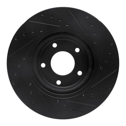 R1 Concepts R1 98-06 Jaguar XK8 Front Left Drilled & Slotted Black Brake Rotor
