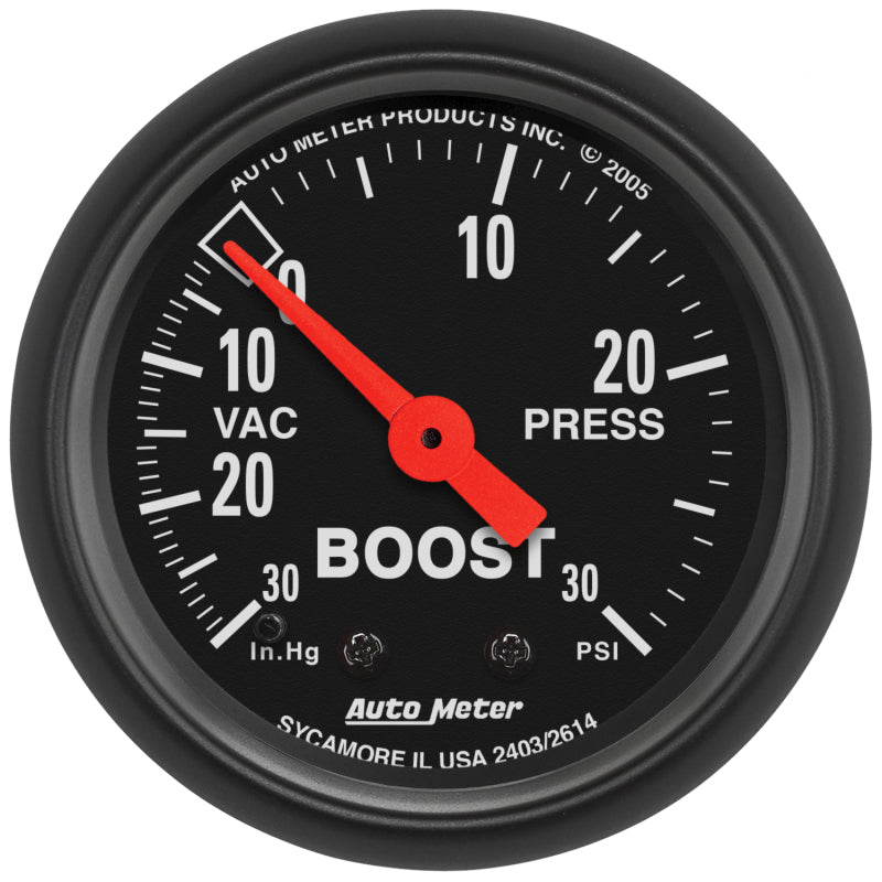Autometer Z Series 52mm 30 In Hg.-Vac. / 30 PSI Boost / Vacuum Gauge