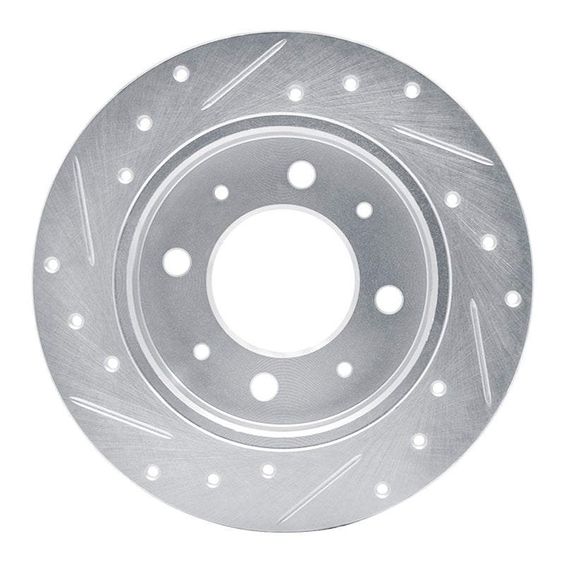 R1 Concepts R1 04-09 Kia Spectra Rear Right Drilled & Slotted Silver Brake Rotor
