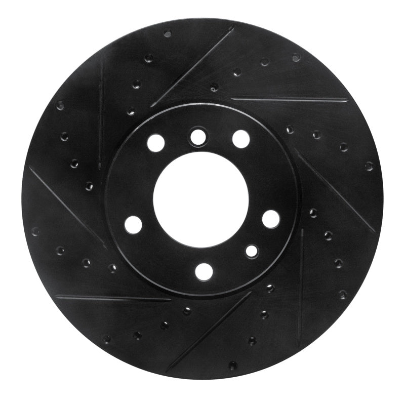 R1 Concepts R1 91-01 BMW 740I Front Left Drilled & Slotted Black Brake Rotor