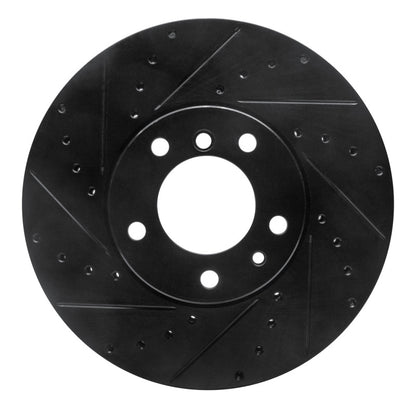 R1 Concepts R1 91-01 BMW 740I Front Left Drilled & Slotted Black Brake Rotor