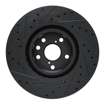 R1 Concepts R1 11-25 Lexus IS200T Right Front Drilled & Slotted Black Brake Rotor
