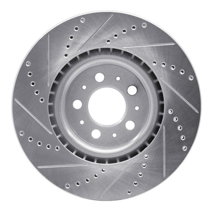 R1 Concepts R1 04-07 Volvo V70 Front Right Drilled & Slotted Silver Brake Rotor