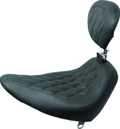 Mustang Motorcycle Mustang 84-06 Harley Standard Rear Tire Wide Tripper Solo Seat w/DBR Diamond Stitch - Black