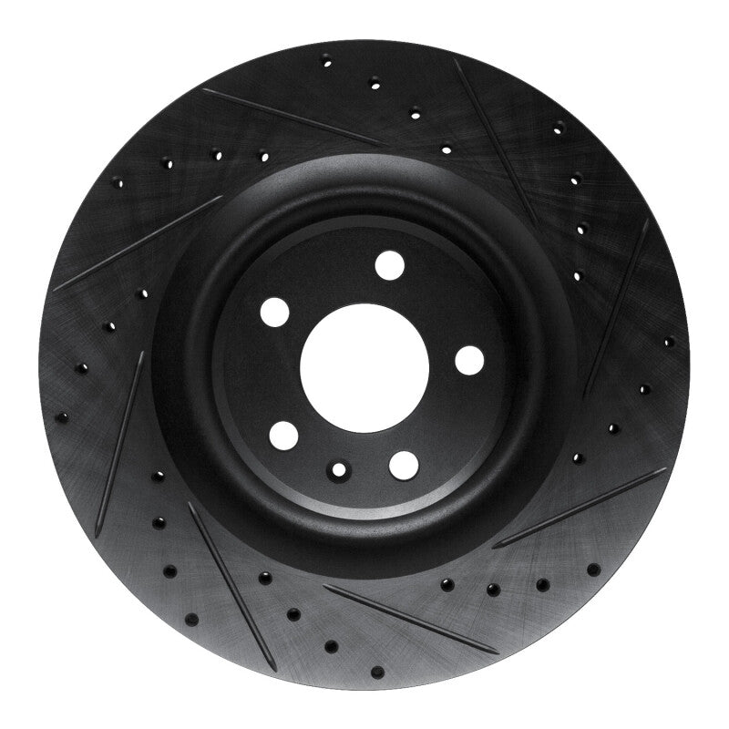 R1 Concepts R1 17-25 Audi Q8 e-Tron Rear Right Drilled & Slotted Black Brake Rotor