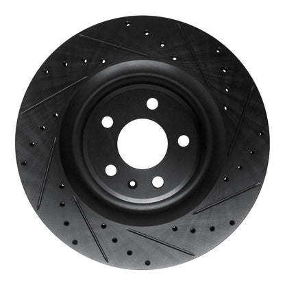 R1 Concepts R1 17-25 Audi Q8 e-Tron Rear Right Drilled & Slotted Black Brake Rotor