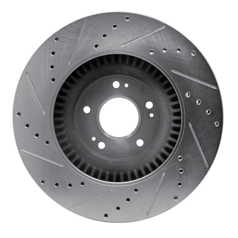 R1 Concepts R1 11-17 Genesis G80 Front Right Drilled & Slotted Silver Brake Rotor