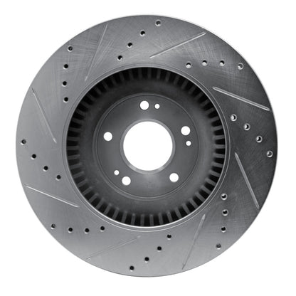 R1 Concepts R1 11-17 Genesis G80 Front Right Drilled & Slotted Silver Brake Rotor