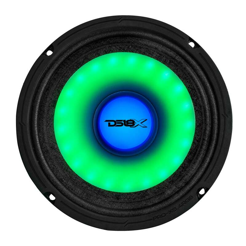 DS18 6.5in 250 Watts RMS 4ohm Mid Range Loudspeaker w/Translucent Dust Cap and Cone w/RGB LED Lights
