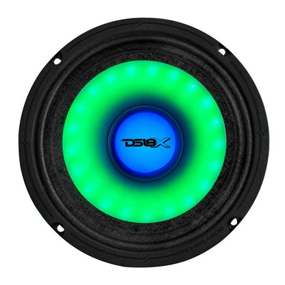 DS18 6.5in 250 Watts RMS 4ohm Mid Range Loudspeaker w/Translucent Dust Cap and Cone w/RGB LED Lights