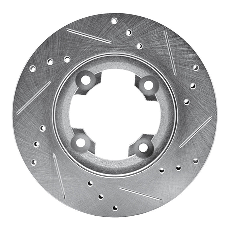 R1 Concepts R1 82-86 Nissan STANZA Front Left Drilled & Slotted Silver Brake Rotor