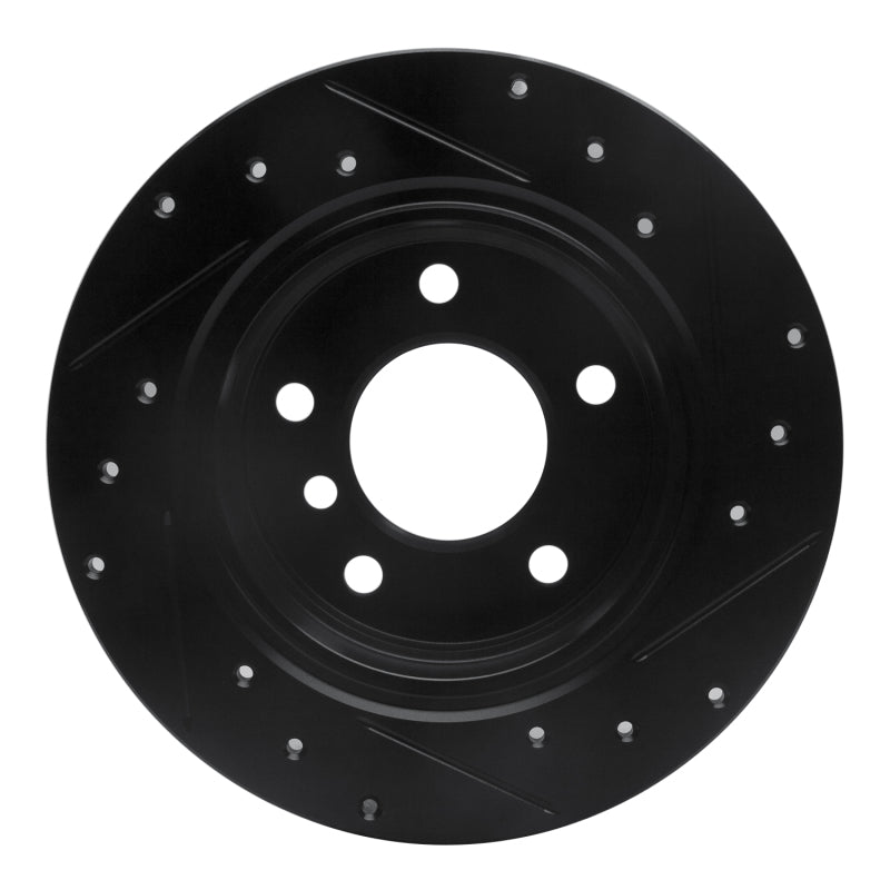 R1 Concepts R1 91-99 BMW 325IS Rear Left Drilled & Slotted Black Brake Rotor