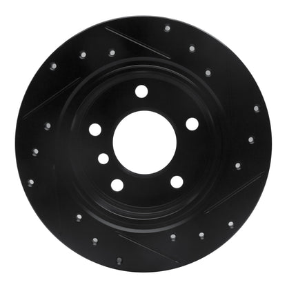 R1 Concepts R1 91-99 BMW 325IS Rear Left Drilled & Slotted Black Brake Rotor
