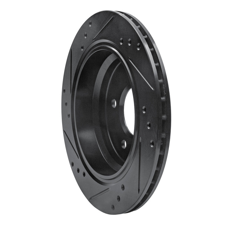 R1 Concepts R1 96-03 BMW 540I Rear Right Drilled & Slotted Black Brake Rotor