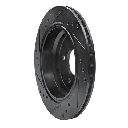 R1 Concepts R1 96-03 BMW 540I Rear Right Drilled & Slotted Black Brake Rotor