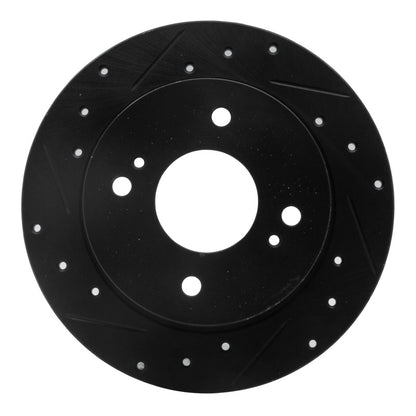 R1 Concepts R1 89-98 Nissan 240SX Rear Left Drilled & Slotted Black Brake Rotor