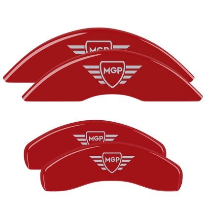 MGP Front set 2 Caliper Covers Engraved Front MGP Red finish silver ch