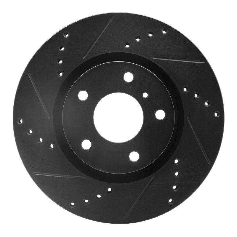R1 Concepts R1 03-05 Infiniti G35 Front Left Drilled & Slotted Black Brake Rotor