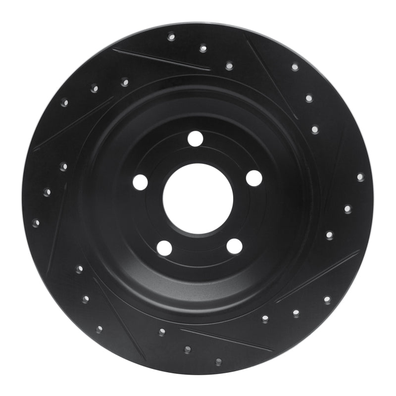 R1 Concepts R1 16-25 Ford Escape Rear Left Drilled & Slotted Black Brake Rotor