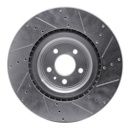 R1 Concepts R1 13-14 Ford Mustang Front Left Drilled & Slotted Silver Brake Rotor