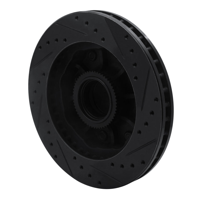R1 Concepts R1 92-02 Chevrolet G30 Front Left Drilled & Slotted Black Brake Rotor