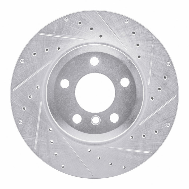 R1 Concepts R1 07-19 BMW X6 Rear Right Drilled & Slotted Silver Brake Rotor