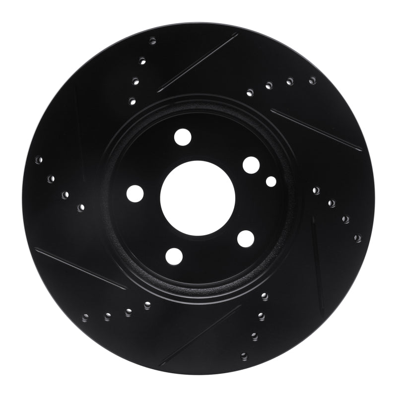 R1 Concepts R1 03-09 Mercedes-Benz E350 Front Right Drilled & Slotted Black Brake Rotor