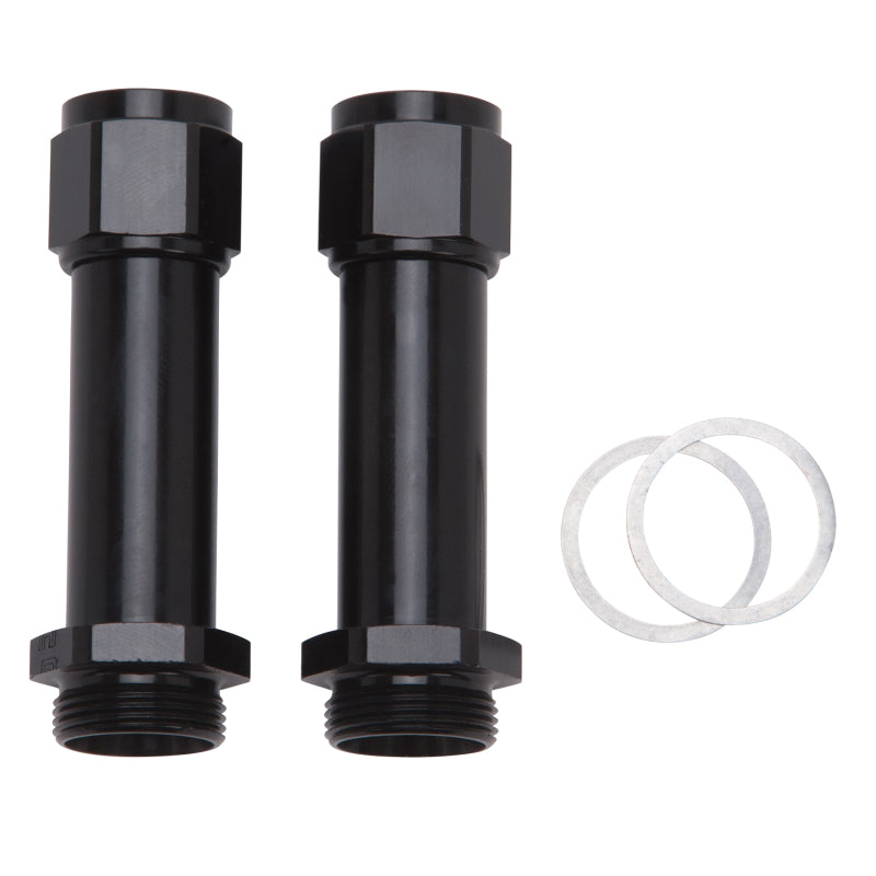 Russell Adapter Fitting -8 Female An To Holley Dual Feed 750 Through Domin. 1350 Male Blk Ano 2 Pk