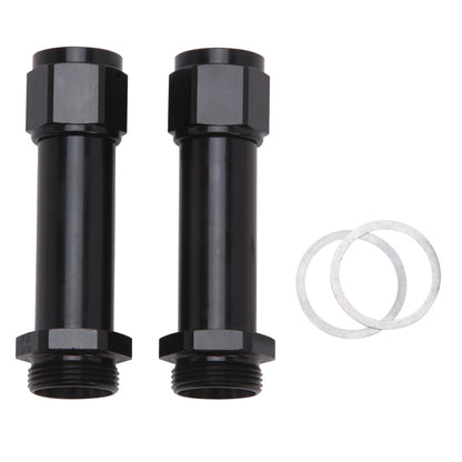 Russell Adapter Fitting -8 Female An To Holley Dual Feed 750 Through Domin. 1350 Male Blk Ano 2 Pk