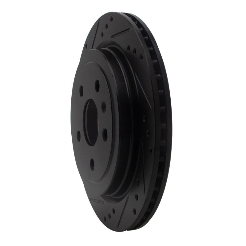 R1 Concepts R1 08-19 Cadillac CTS Rear Left Drilled & Slotted Black Brake Rotor