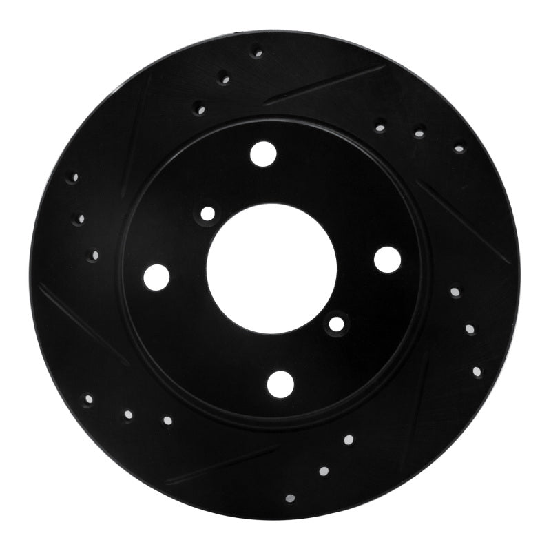 R1 Concepts R1 89-94 Suzuki Swift Front Left Drilled & Slotted Black Brake Rotor