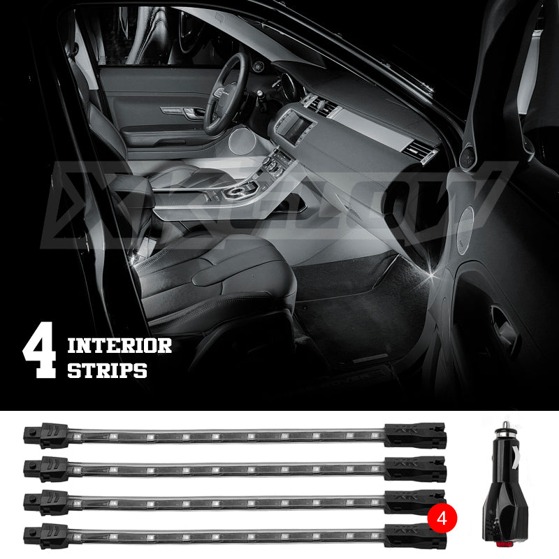 XKGLOW XK Glow Single Color XKGLOW UnderglowLED Accent Light Car/Truck Kit White - 4x8In