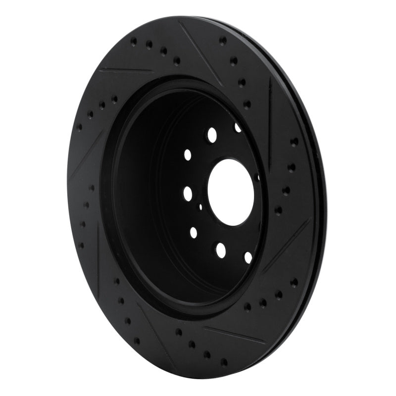 R1 Concepts R1 93-98 Toyota Supra Rear Left Drilled & Slotted Black Brake Rotor