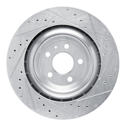 R1 Concepts R1 15-18 Porsche Macan Rear Left Drilled & Slotted Silver Brake Rotor