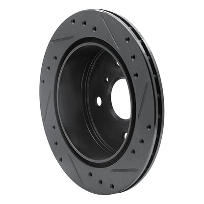 R1 Concepts R1 84-88 Toyota Cressida Rear Left Drilled & Slotted Black Brake Rotor