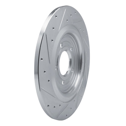 R1 Concepts R1 20-25 Ford Mustang Rear Right Drilled & Slotted Silver Brake Rotor