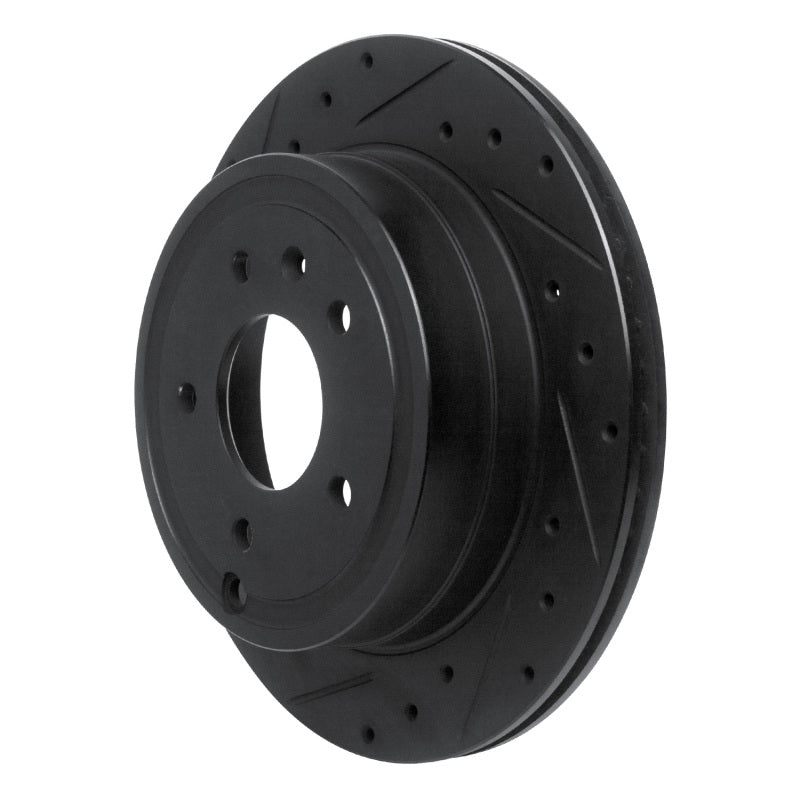 R1 Concepts R1 07-15 Chevrolet Equinox Rear Left Drilled & Slotted Black Brake Rotor