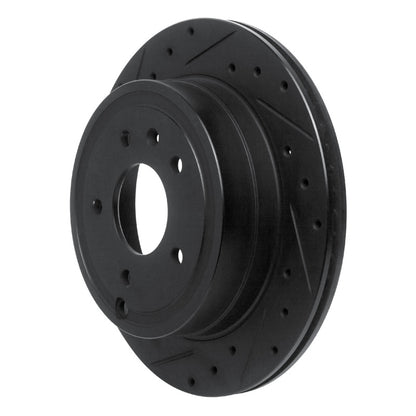 R1 Concepts R1 07-15 Chevrolet Equinox Rear Left Drilled & Slotted Black Brake Rotor