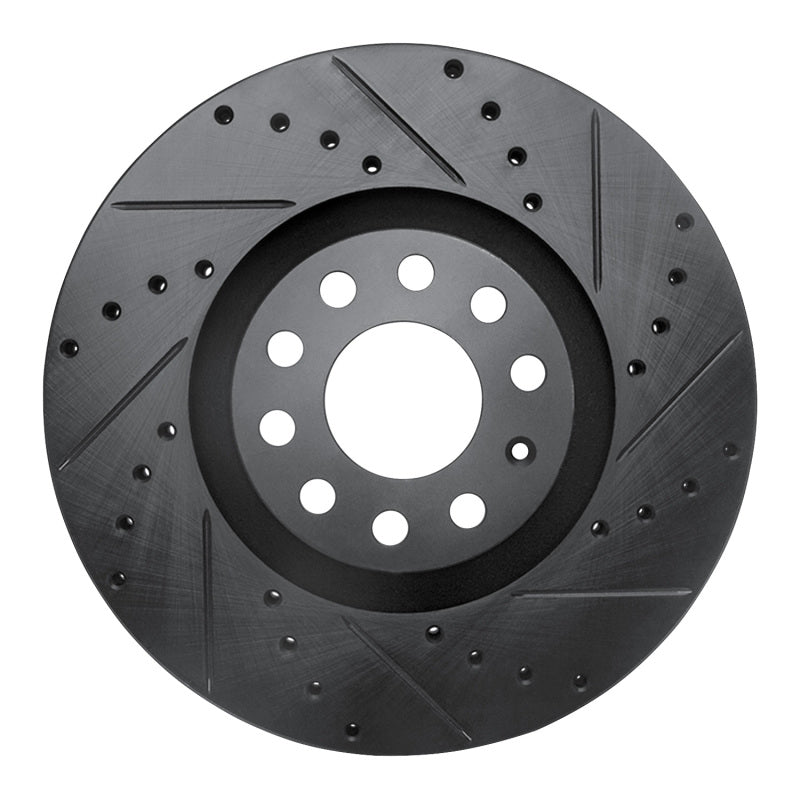 R1 Concepts R1 98-09 Audi A6 (Mexico) Front Right Drilled & Slotted Black Brake Rotor