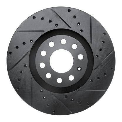 R1 Concepts R1 98-09 Audi A6 (Mexico) Front Right Drilled & Slotted Black Brake Rotor