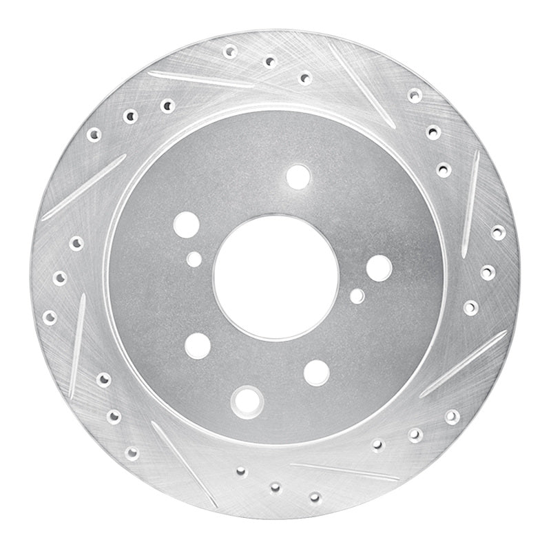 R1 Concepts R1 93-01 Infiniti Q45 Rear Right Drilled & Slotted Silver Brake Rotor