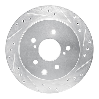 R1 Concepts R1 93-01 Infiniti Q45 Rear Right Drilled & Slotted Silver Brake Rotor