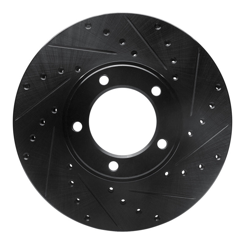 R1 Concepts R1 71-97 Jaguar XJ12 Front Right Drilled & Slotted Black Brake Rotor