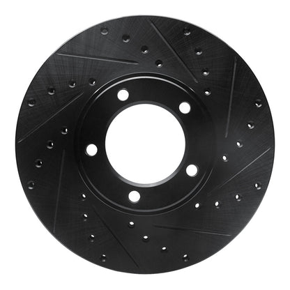 R1 Concepts R1 71-97 Jaguar XJ12 Front Right Drilled & Slotted Black Brake Rotor