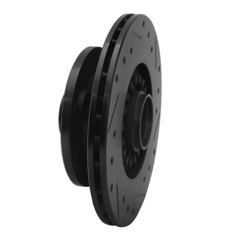 R1 Concepts R1 84-85 Mazda RX-7 Front Left Drilled & Slotted Black Brake Rotor