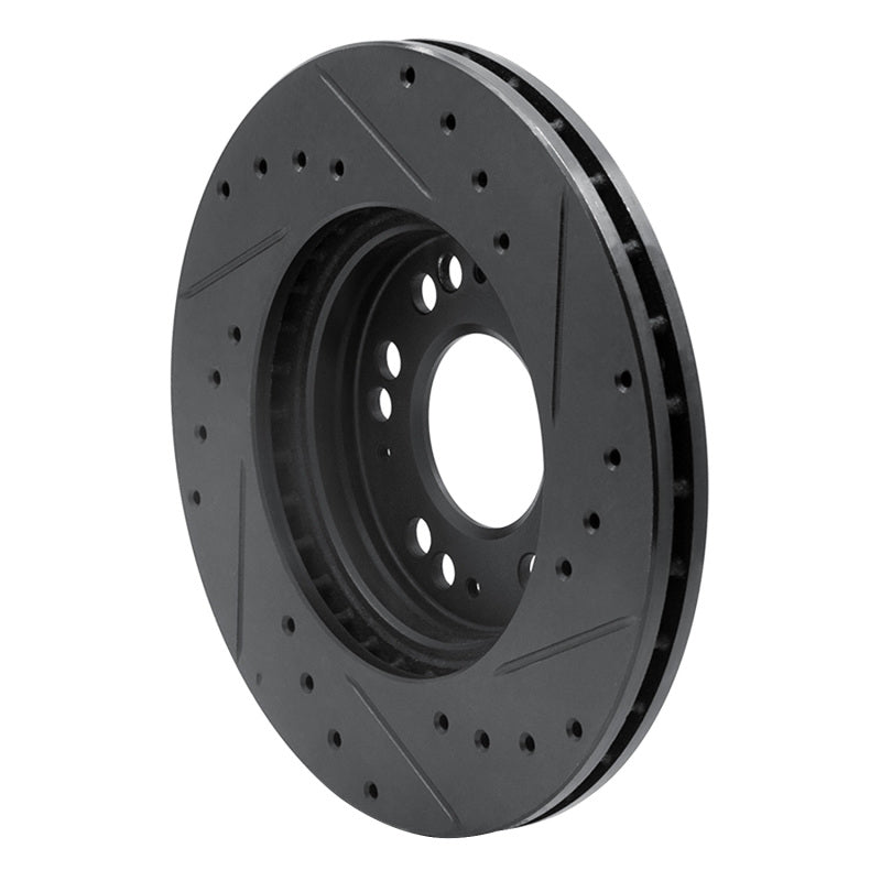 R1 Concepts R1 91-04 Dodge STEALTH Front Left Drilled & Slotted Black Brake Rotor
