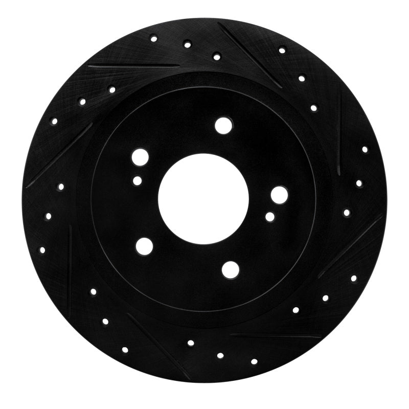 R1 Concepts R1 1984-1988 Nissan 200SX Rear Right Drilled & Slotted Black Brake Rotor