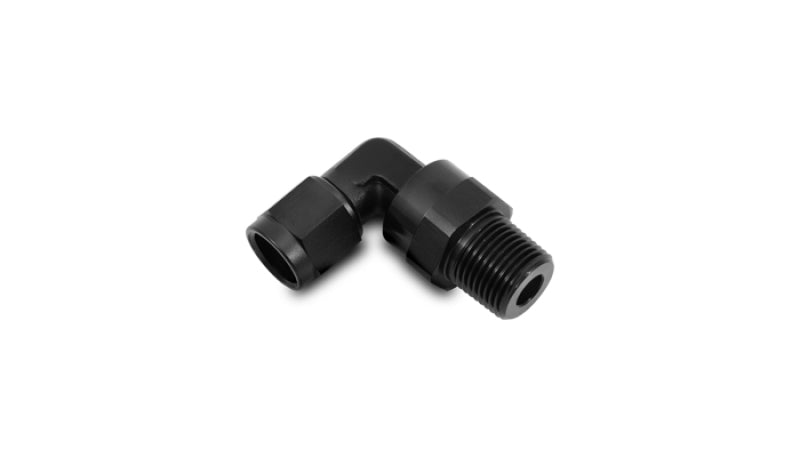 Vibrant -4AN to 1/4in NPT Female Swivel 90 Degree Adapter Fitting