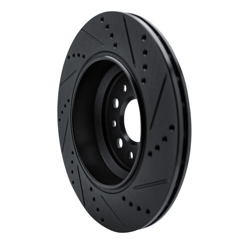 R1 Concepts R1 14-16 Maserati Ghibli Rear Left Drilled & Slotted Black Brake Rotor